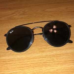 Ray Ban round double bridge all black